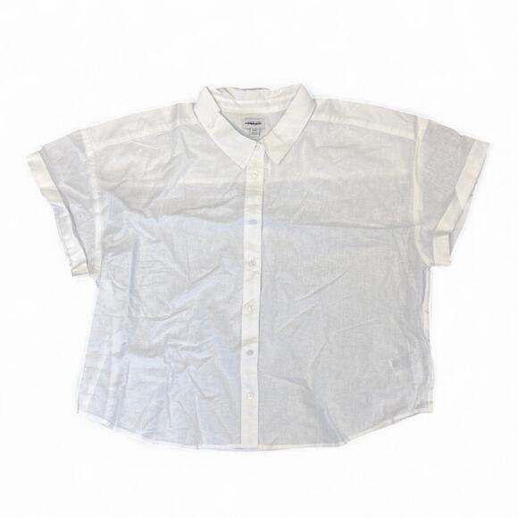NWT J.Crew Short-Sleeve Linen-Blend Button-Up Shirt White Size XXL - Picture 4 of 7